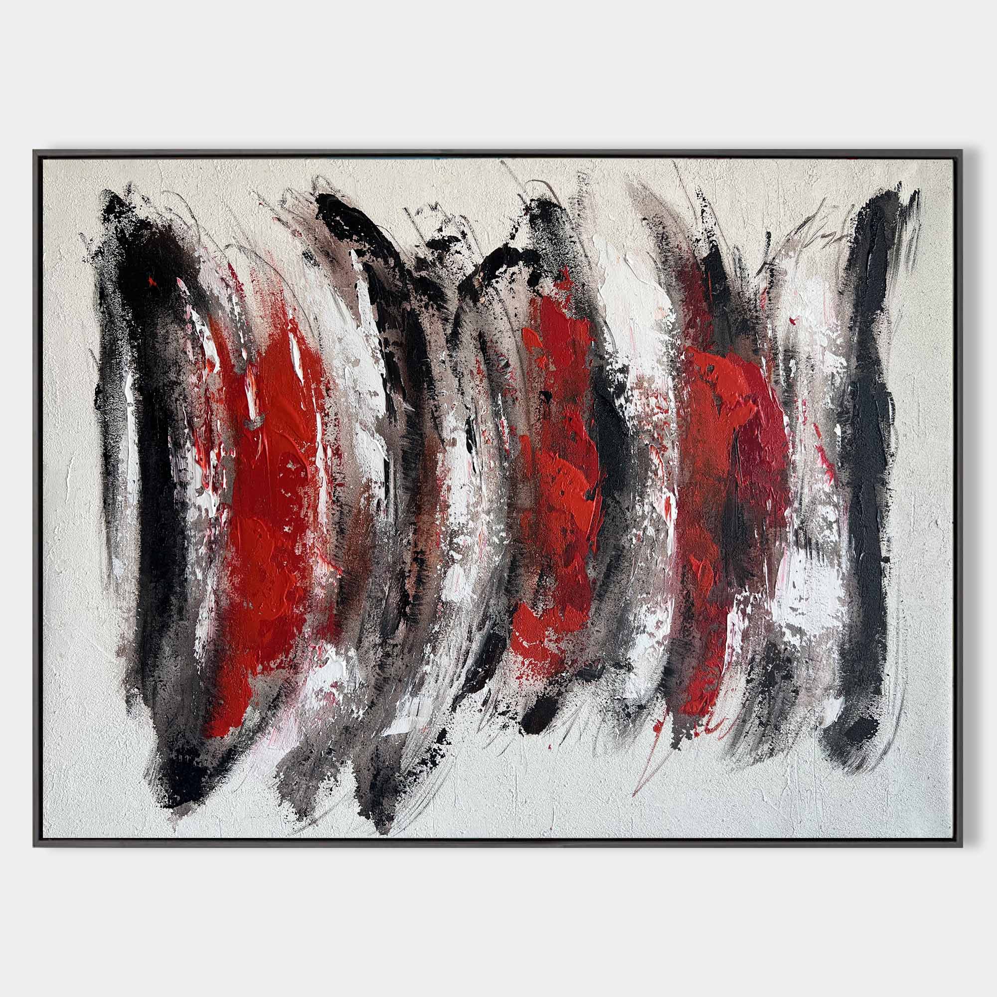 Red and black painting called 'Black Magic', a large original abstract by  Swarez Art