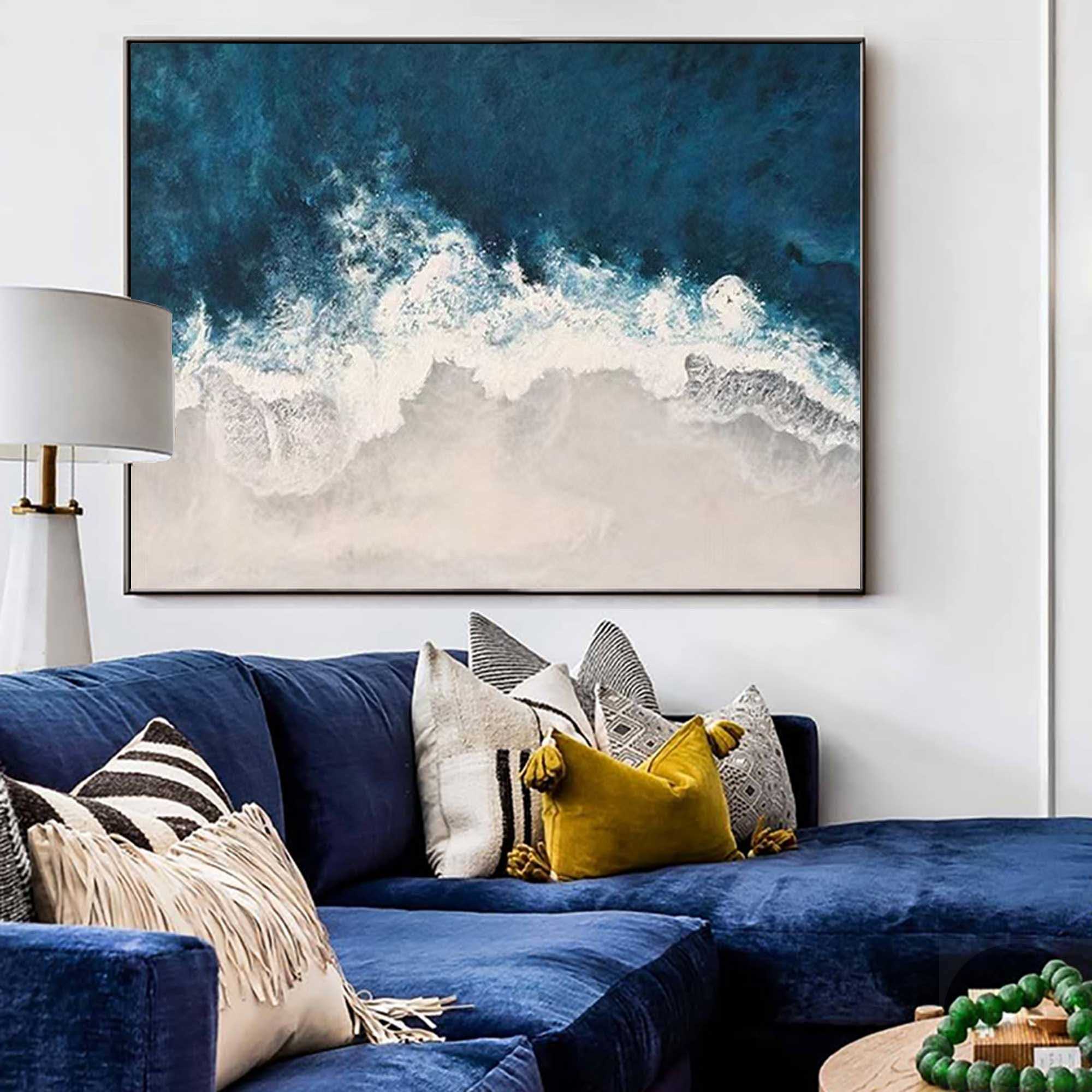 Extra Large Beach Canvas Art Abstract Coastal Wall Art Modern Seascape ...