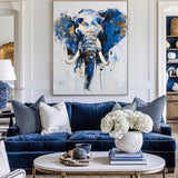 Modern Animal Elephant Canvas Painting Blue Elephant Abstract Painting Wall Art For Home Decor