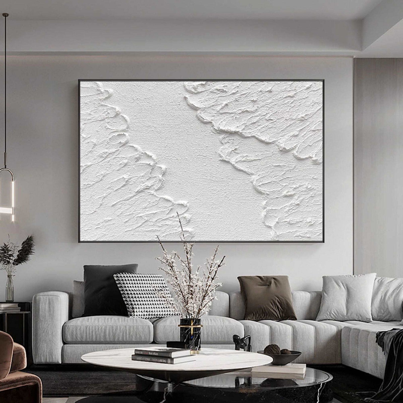 Minimalist art White Textured art plaster painting set of 3 Canvas art by hotsell qiqigallery