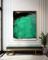 Wabi-sabi Green Wall Art Large Framed Green Painting Green Vertical Painting For Living Room