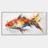 Large Original Red And Blue Fish Wall Art Colorful Fish Oil Custom Canvas Paintings Modern Dining Room Wall Decor