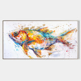 Modern Colorful Koi Fish Abstract Wall Art Bright Fish Oil Painting Artwork For Dining Room