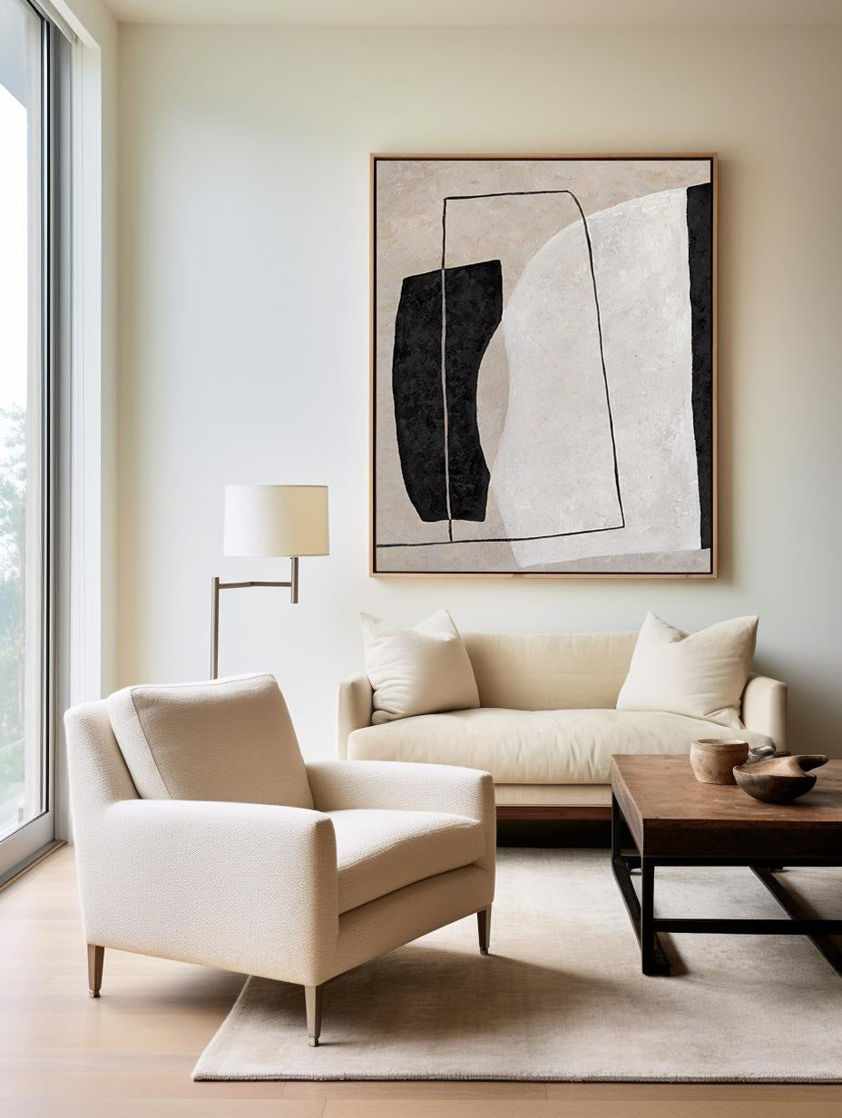 Minimalist Wall Art Acrylic Panitng Modern Beige Abstract Art - Artexplore