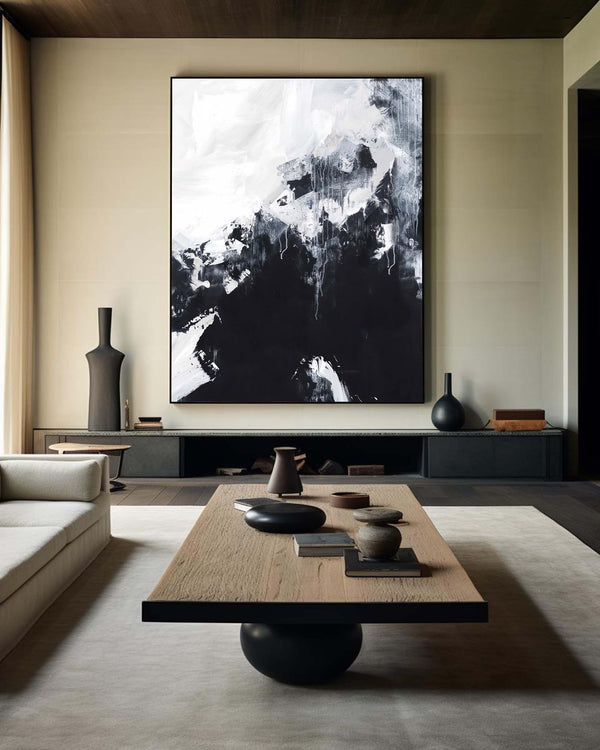 Black And White Abstract Painting Large Acrylic Wall Art Textured Abstract Art