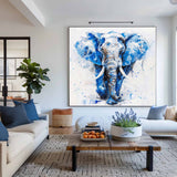 Large BLUE And White Elephant Canvas Palette  Oil Painting Original  Blue Elephant Abstract Contemporary Art Painting Wall Art Custom Canvas Paintings 