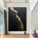 Abstract Black And Gold Painting Large Black Wall Art Abstract Wall Art For Living Room