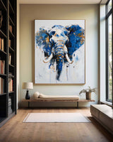 Modern Animal Elephant Canvas Painting Blue Elephant Abstract Painting Wall Art For Home Decor