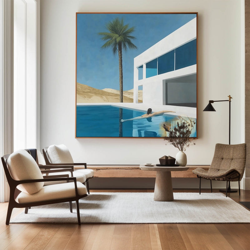 Beautiful Palm Tree Landscape Canvas Painting Holiday Wall Art Large Square Painting For Livingroom