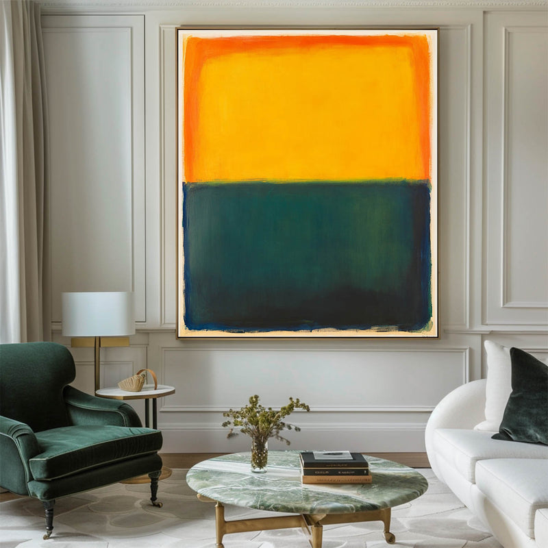 Grenn Canvas Wall Art Green Orange Vibrant Rothko Wall Art Large Canvas Wall Art For Livingroom