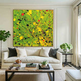 Large Green Canvas Wall Art Green Bold Textured Painting Jackson Pollock Art Painting For Livingroom