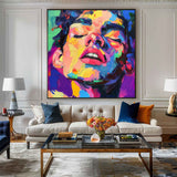 Modern Portrait Art LGBT Pride Oil Painting Portrait Painting Rich Textured Square Canvas Art For Sale