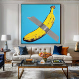 Modern Pop Art Painting Banana Art Painting Square Abstract Bauhaus Wall Art Minimalist Wall Art