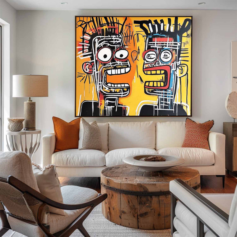 Modern Graffiti Paintings Basquiat Painting Textured Canvas Wall Art Handmade Canvas Art For Sale