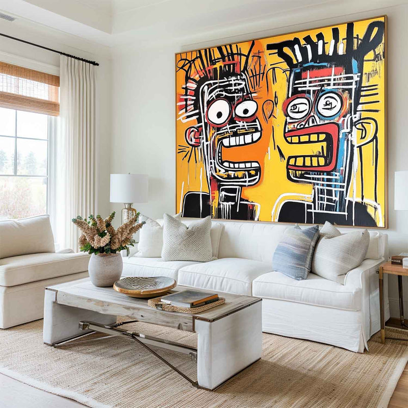 Modern Graffiti Paintings Basquiat Painting Textured Canvas Wall Art Handmade Canvas Art For Sale