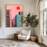 Large Modern Cityscape Canvas Art Vertical Abstract Wall Art Cityscape Canvas Art For Sale