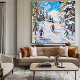 Skiing Canvas Painting Large Mountain Skiing Wall Art Modern Snow Art Large Painting For Livingroom