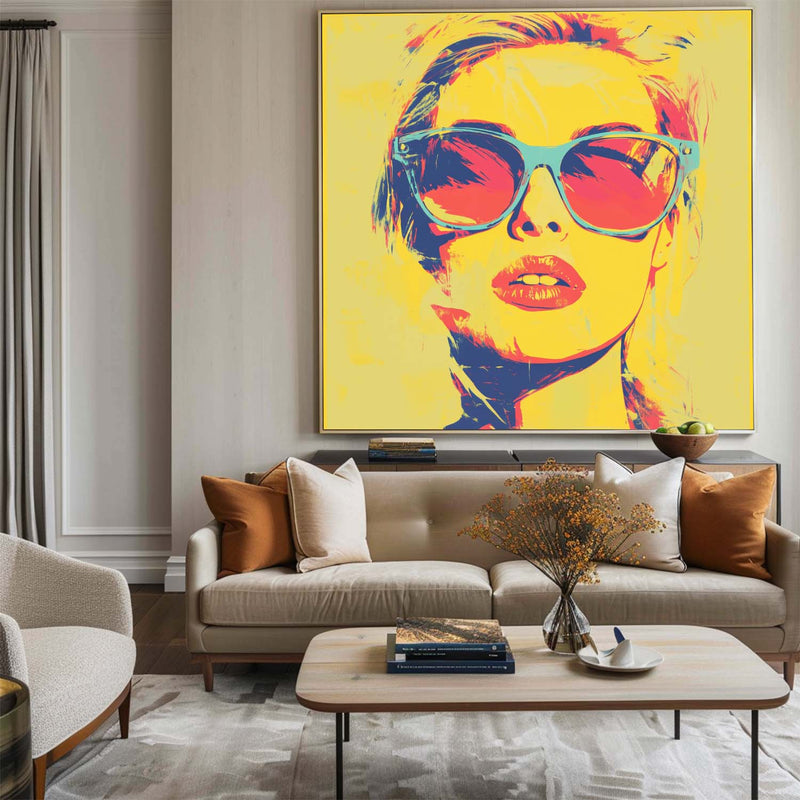 Modern Portrait Art Beautiful Girl Oil Painting Bauhaus Painting Square Pop Canvas Art For Livingroom