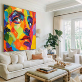 Modern Portrait Art LGBT Pride Oil Painting Portrait Painting Rich Textured Square Canvas Art For Sale