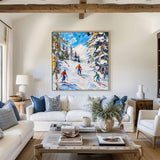 Skiing Canvas Painting Large Mountain Skiing Wall Art Modern Snow Art Large Painting For Livingroom