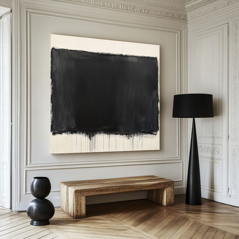 Black And White Texture Paintings Black White Wabi-sabi Painting Textured Artwork For Living Room