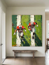 Football Game Texture Painting Green Textured Fine Art for Football Lovers Sport Painting For Sale