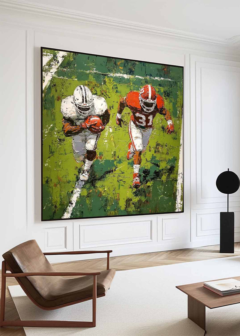 Large Football Game Painting Green Textured Art for Football Lovers Sport Painting For Home Decor 