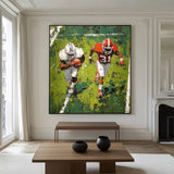 Large Football Game Painting Green Textured Art for Football Lovers Sport Painting For Home Decor 