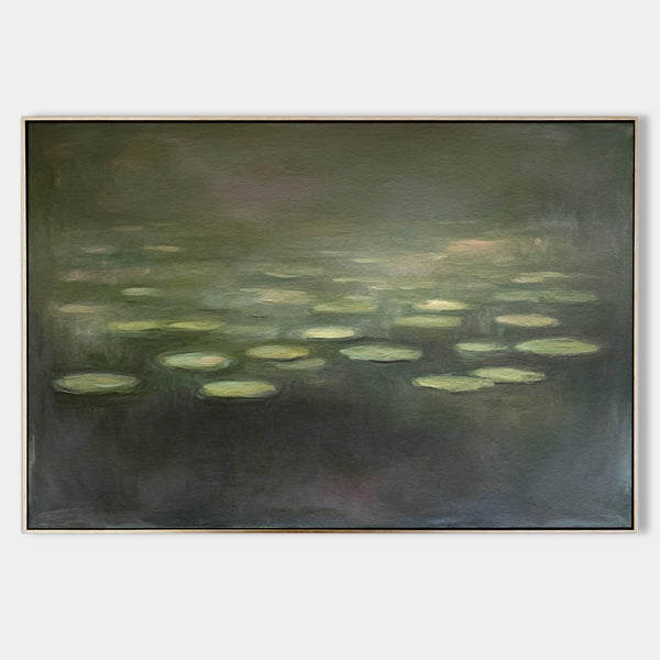 Modern Green Pond Water Green Handmade Wall Art Large Minimalist Wall Art Green Wall Decor