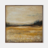 Autumn Fields Painting Landscape Wall Art Deep Beige Fields View Painting Large Art For Livingroom