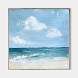 Modern Blue Seascape Oil Painting Large Textured Sea Canvas Art Blue Sea Wall Art For Livingroom