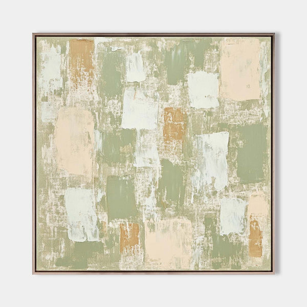 Green Textured Art Painting Large Square Textured Wall Art Green Abstract Texture Painting For Sale