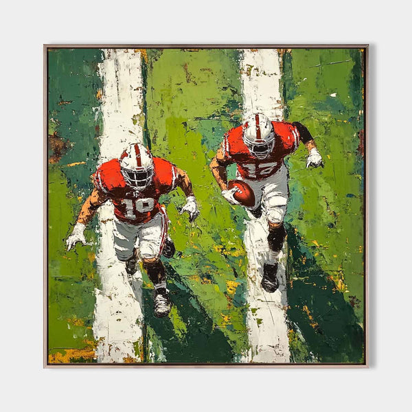 Football Game Texture Painting Green Textured Fine Art for Football Lovers Sport Painting For Sale