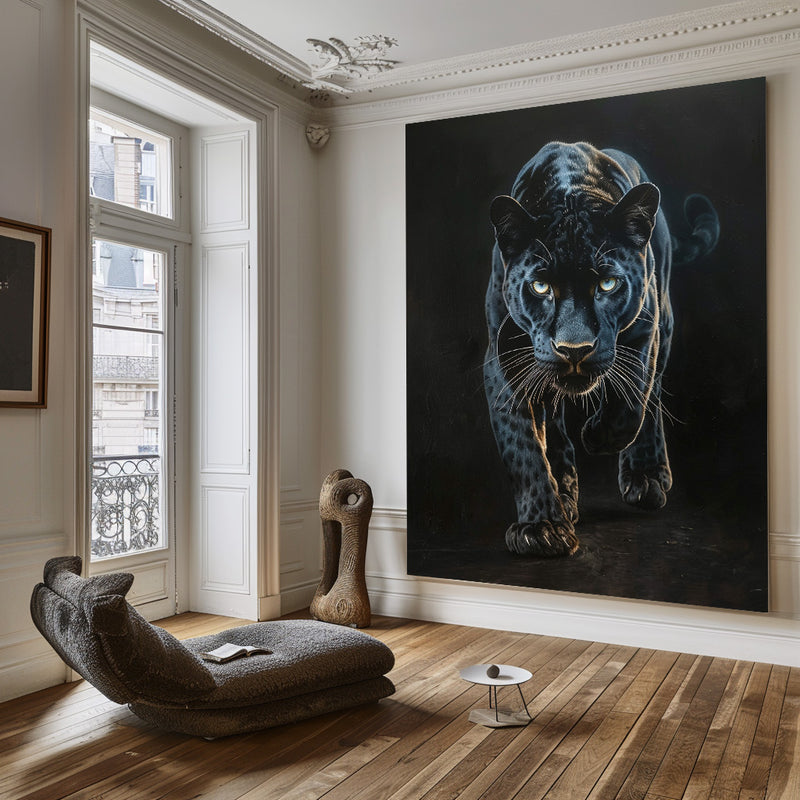 Large Black Panther Oil Painting Wild Black Panther Canvas Art Black Panther Painting For Sale