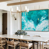 Large Modern Green Ocean Wall Art Floating Away In An Ocean Of Serenity Horizontal Canvas Serene Escapes: Ocean Adventures Paintings