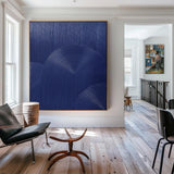 3D Blue Minimalist Wall Art Rich Textured Canvas Art Abstract Navy Artwork Acrylic Painting