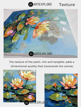 Green Pond Painting Beautiful Lotus Plaster Painting Rich Textured Artworks Canvas Art For Livingroom