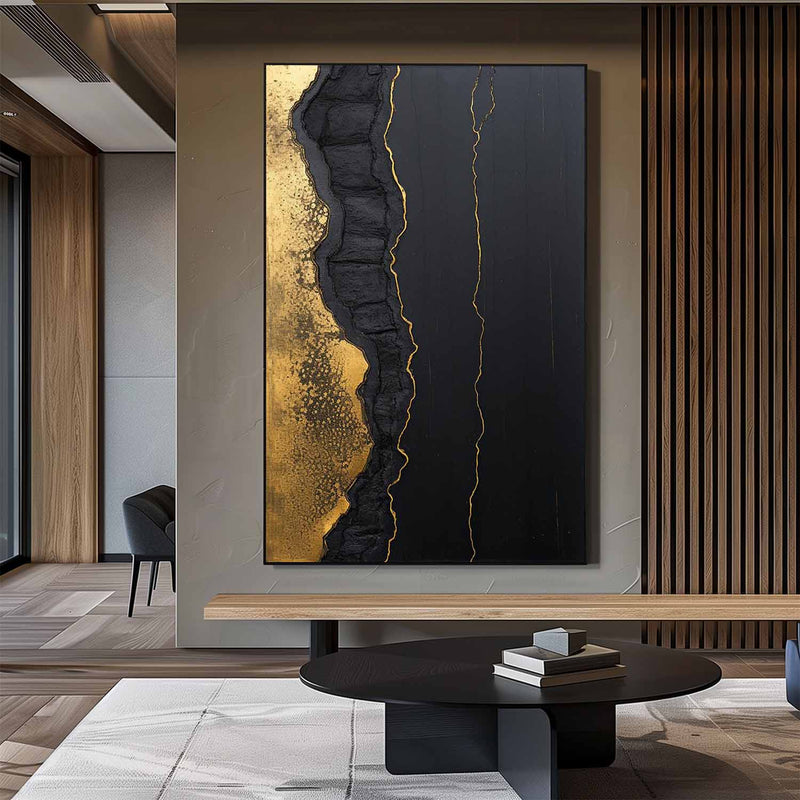 Abstract Black And Gold Canvas Wall Art Black And Gold Modern Artwork Expensive Modern Art