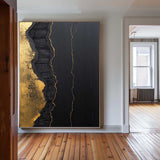 Abstract Black And Gold Canvas Wall Art Black And Gold Modern Artwork Expensive Modern Art