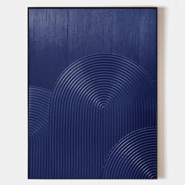 3D Blue Minimalist Wall Art Rich Textured Canvas Art Abstract Navy Artwork Acrylic Painting