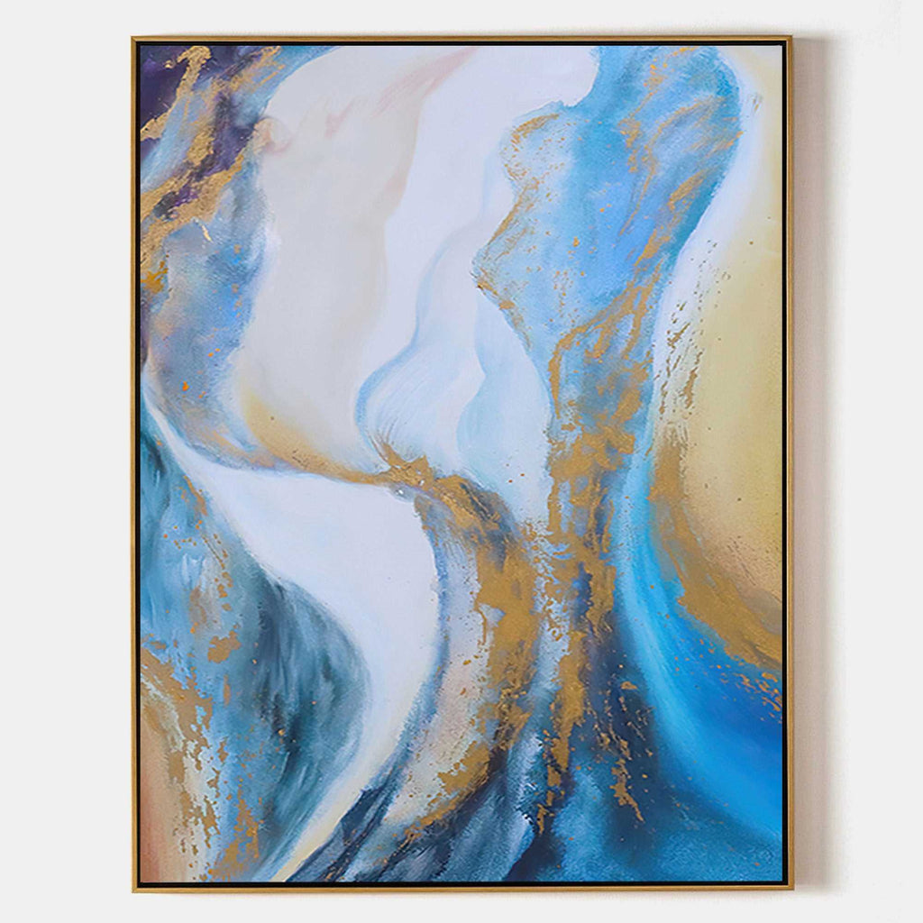 Abstract Blue And Gold Canvas Painting Large Original Acrylic Abstract ...