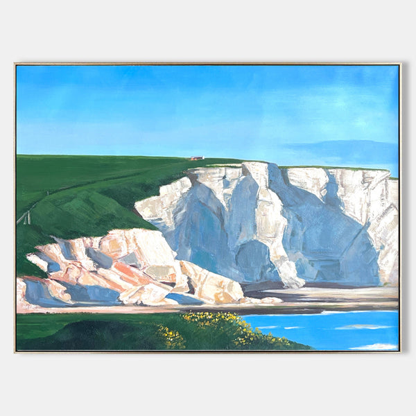 White Cliff Horizontal Oil Painting For Wall Landscape Art Seaside Art on Canvas Large  Apartment Decor