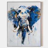 Modern Animal Elephant Canvas Painting Blue Elephant Abstract Painting Wall Art For Home Decor