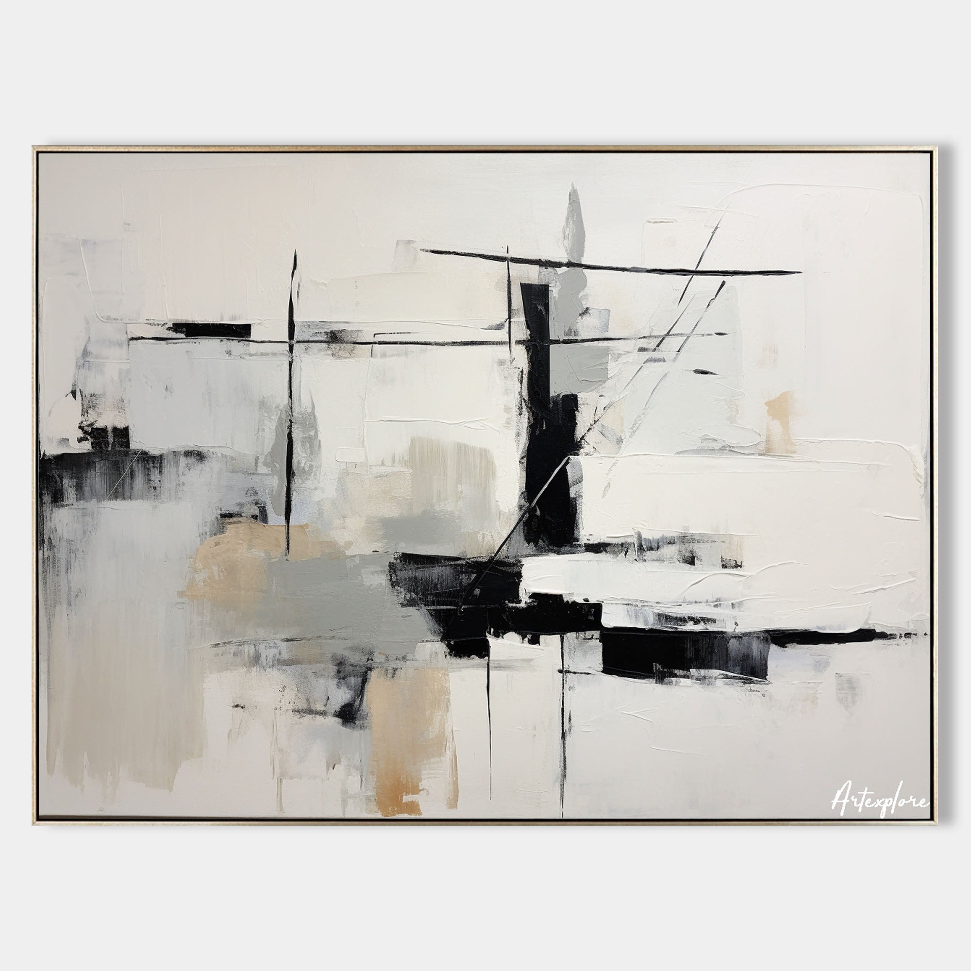 Black And White Abstract Art Minimalist Paintings Large Canvas Art ...