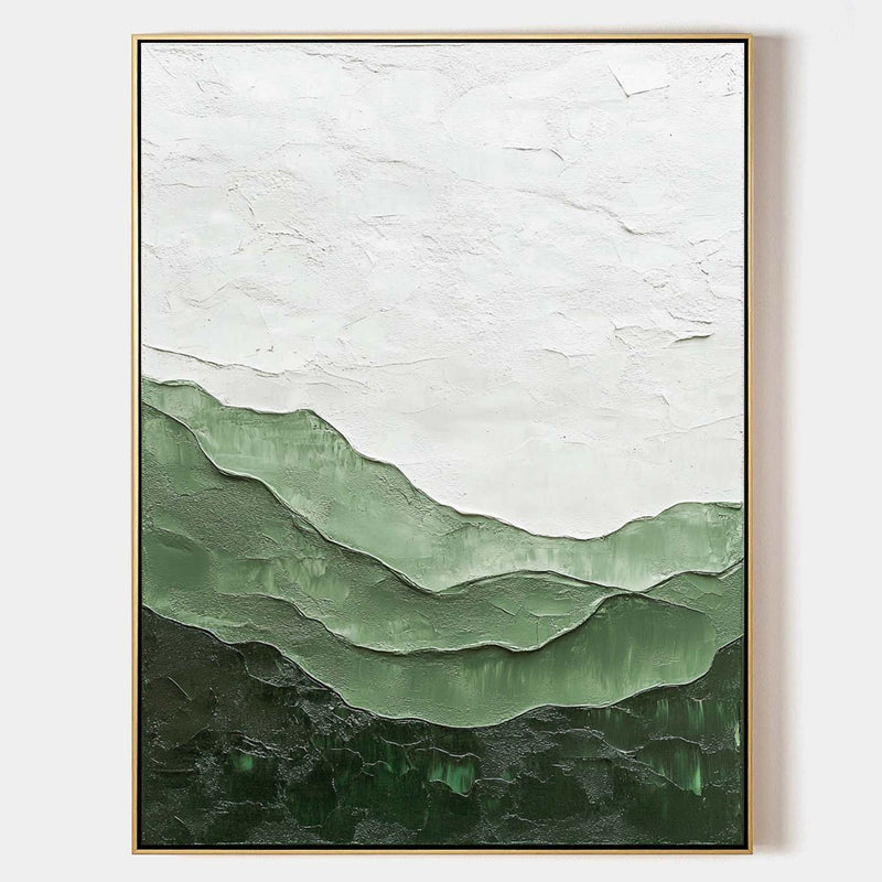 Lage Green Handmade Wall Art Minimalist Green Textured Painting Abstract Painting for Livingroom