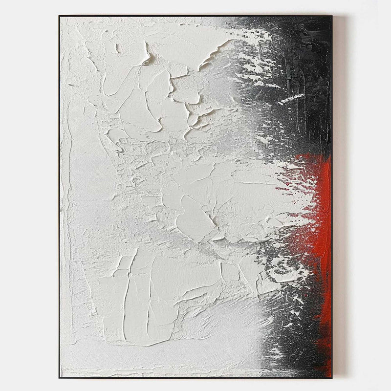 Unique Black And White Modern Art,Large Black Red Wall Painting,Minimalist Entryway Wall Decor