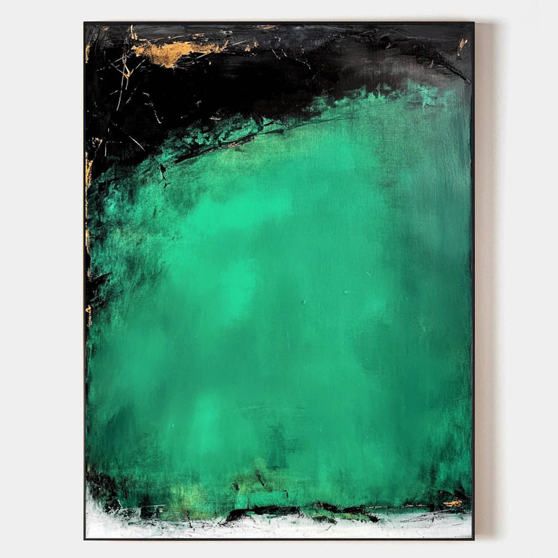 Wabi-sabi Green Wall Art Large Framed Green Painting Green Vertical Painting For Living Room