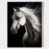 White Horse Oil Painting Modern Horse Portrait Art Painting Steed Painting Horse Art For Wall Decor