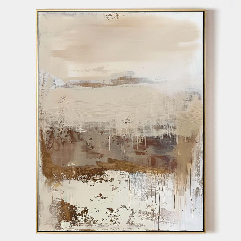 Wabi-sabi Beige Abstract Painting on Canvas Large Biege Wall Art Modern Beige Minimalist Wall Art