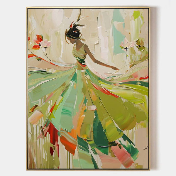 Green Painting Of Dancing Girl African Ballerina Dancing Wall Art Abstract Texture Wall Art For Sale